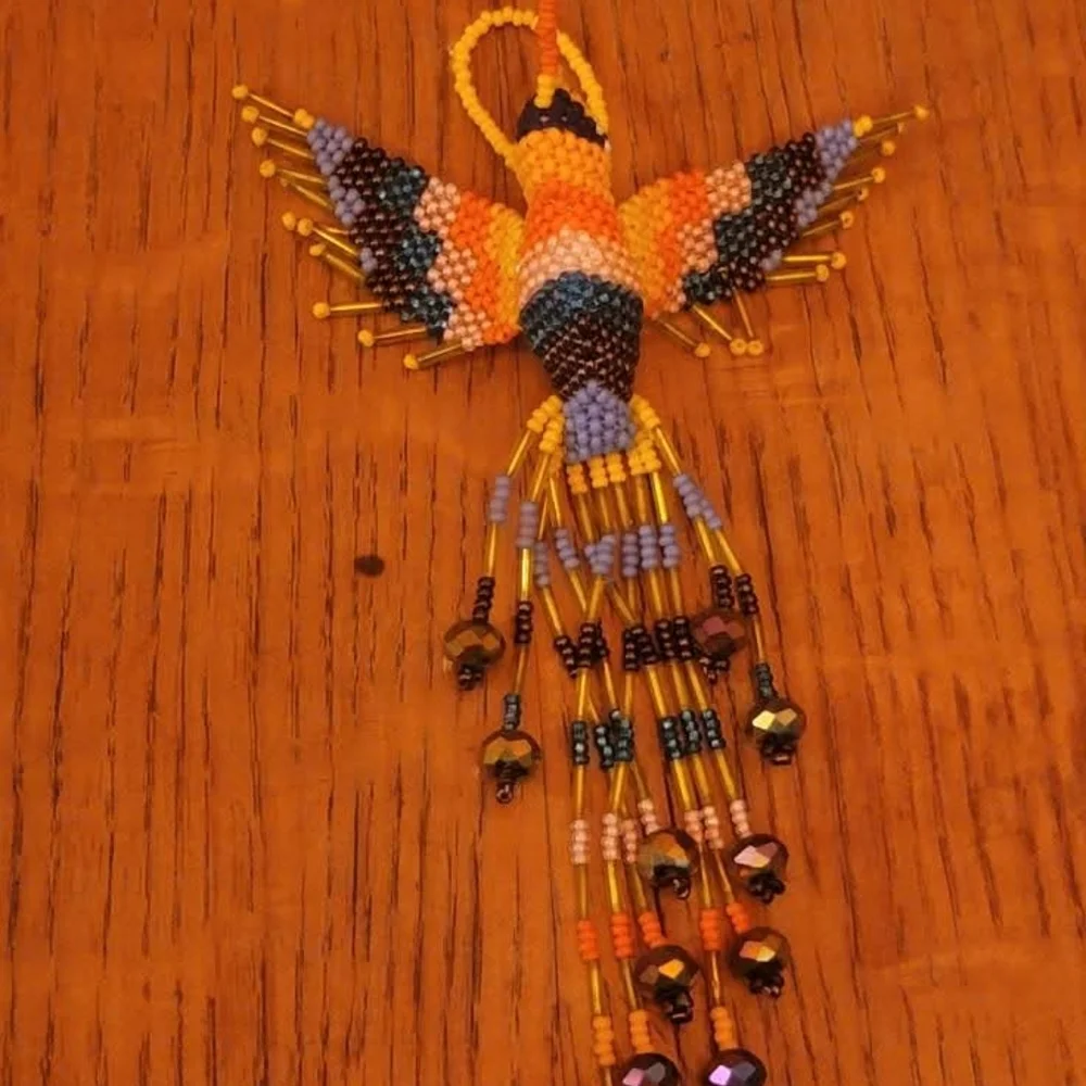 Handmade Beaded Hummingbird made by the Mayan Women of Guatemala. - Picture 4 of 6